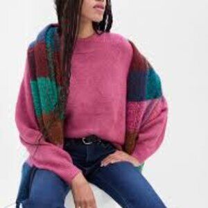 GAP Forever Cozy Ribbed Sweater Raspberry Ice Small